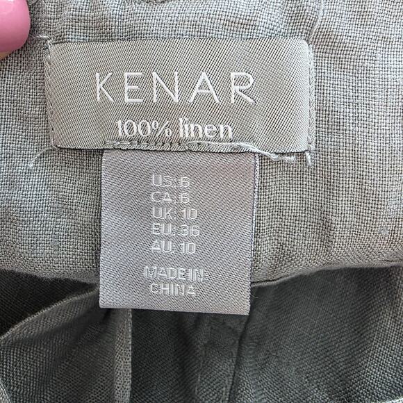 Kenar 100% Linen Blend Wide Leg Pants grey sz 6 - Picture 3 of 7